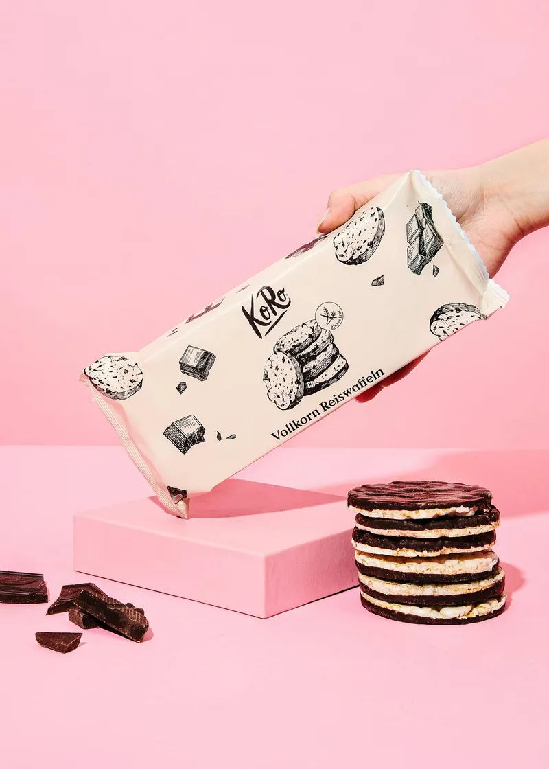 KoRo Vollkornreiswaffeln mit dunkler Schokolade 90 g – Produktbild 3 von 5