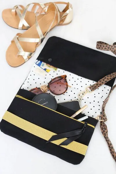 NoniKids Berlin Wickeltasche *Windelclutch* in 3 Farben I NoniKids Berlin, Schwarz - gold, – Produktbild 3 von 4