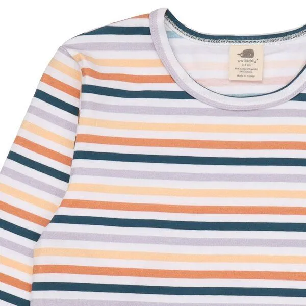 Walkiddy Walkiddy Kinder Langarmshirt GOTS-zertifiziert aus Bio-Baumwolle, Colorful Stripes, weich & hautfreundlich, Blau, – Produktbild 2 von 2