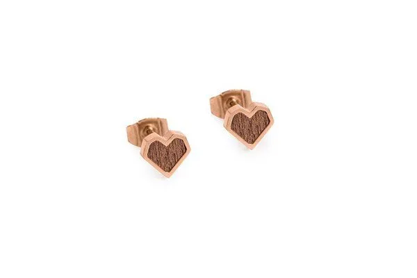 BeWooden BeWooden Herzchen Ohrringe Holz und Edelstahl Kombination, Grey, – Produktbild 4 von 7