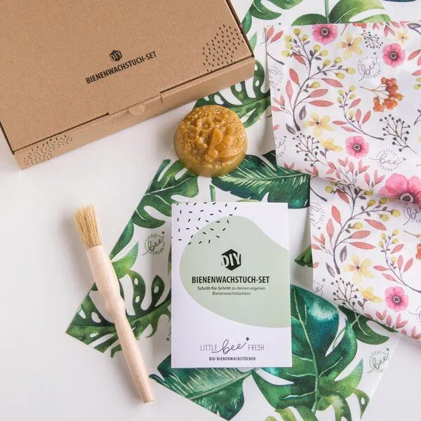 little bee fresh little bee fresh DIY-Box Bio-Bienenwachstücher, Jungle grün + rosa, – Produktbild 2 von 4