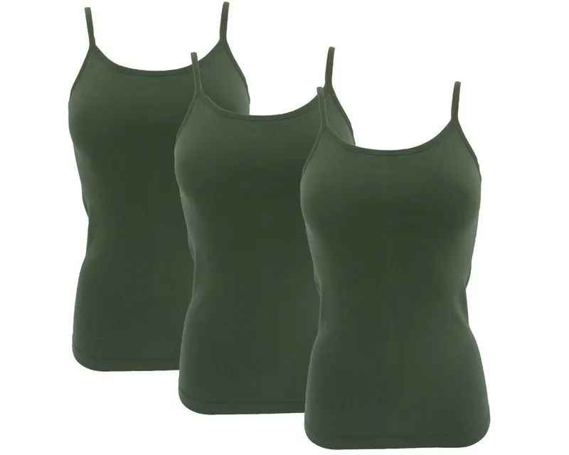 HERMKO Achseltop 1560 (Pack, 3er) Träger Top, Bio-Baumwolle, Spaghettiträger, Shirt, Basic, Grün, – Produktbild 3 von 3