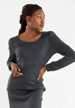 Alma & Lovis Alma & Lovis Bluse mit Ärmelraffung aus Tencel und Wolle | Wool-Ten Bluse – Produktbild 1 von 1