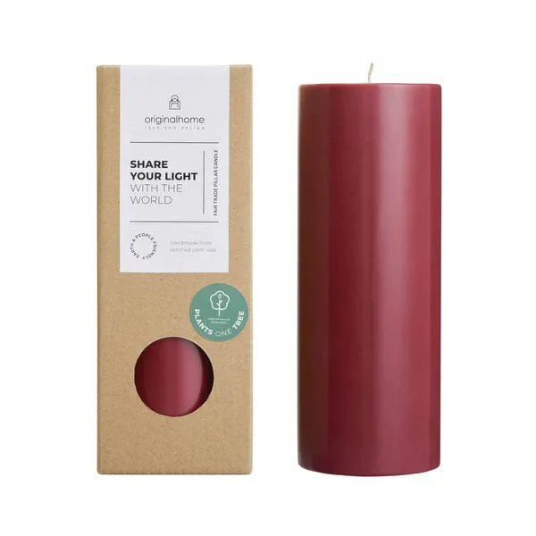 Originalhome Originalhome Geruchsneutrale Stumpenkerze – vegan & fair., Rot (burgunderrot), – Produktbild 1 von 3