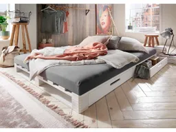 Infantil Infantil Palettenbett mit zwei Schubkästen 140 x 200 cm, Kiefer weiß – Produktbild 1 von 1