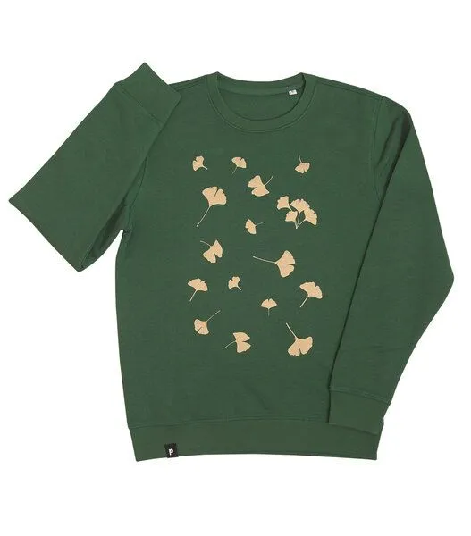 päfjes päfjes Ginkgo / Ginkgoblätter in gold - Fair Wear Unisex Sweater - Grün, Grün, – Produktbild 3 von 4