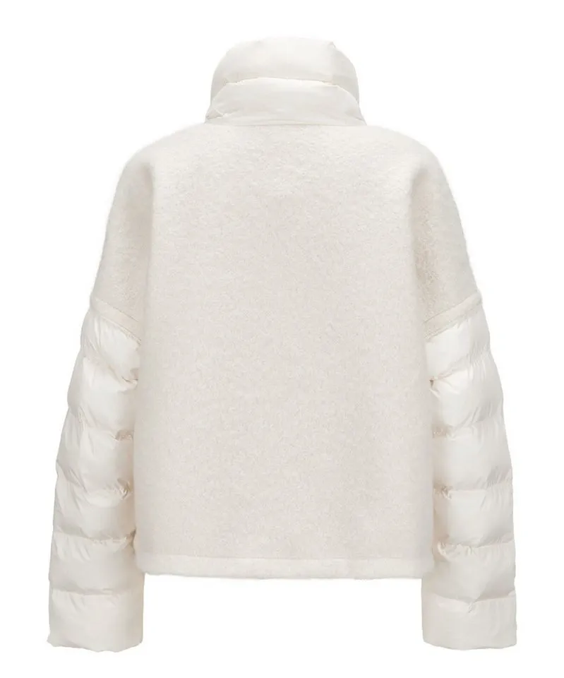 Milestone Milestone Wolljacke MSMomo Cape-Form mit Walk-Optik, Nylon-Steppdetails und veganer Fake-Daune, Weiß, – Produktbild 1 von 4