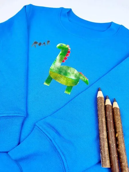 MelaDi Meladi Kinder Sweater aus Biobaumwolle - Dino auf Aqua Blue, Aqua blue, – Produktbild 2 von 5