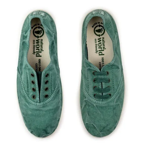 Natural World Natural World Vegan Damen Sneaker washed - Old Arum, Grün (albahaca), – Produktbild 3 von 4