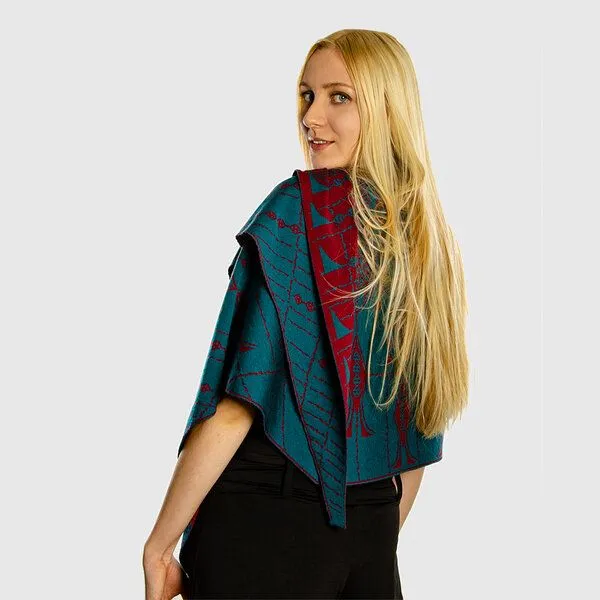 LANARTO slow fashion LANARTO slow fashion Schultertuch Pueblo aus mulesingfreier Merinowolle made in germany, Grün, – Produktbild 4 von 4