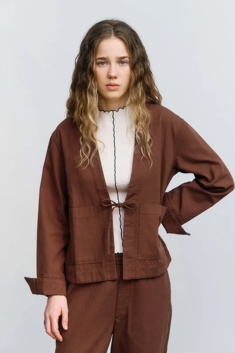 Rotholz Rotholz Damen vegan Jacke Kimono, Braun, – Produktbild 2 von 2