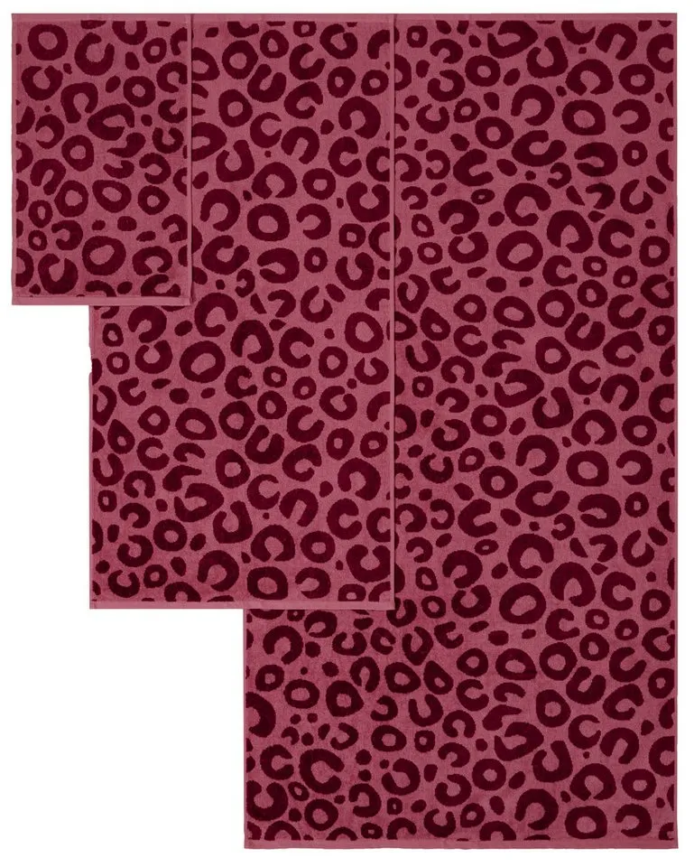 OTTO home Handtuch Set Anna Leopardenmuster, 8-tlg Handtuch-Set, 100% Baumwolle, Frottiervelours (Set, 8-St), Duschtücher, Handtücher und Gästetücher, weich, Rot, – Produktbild 4 von 5