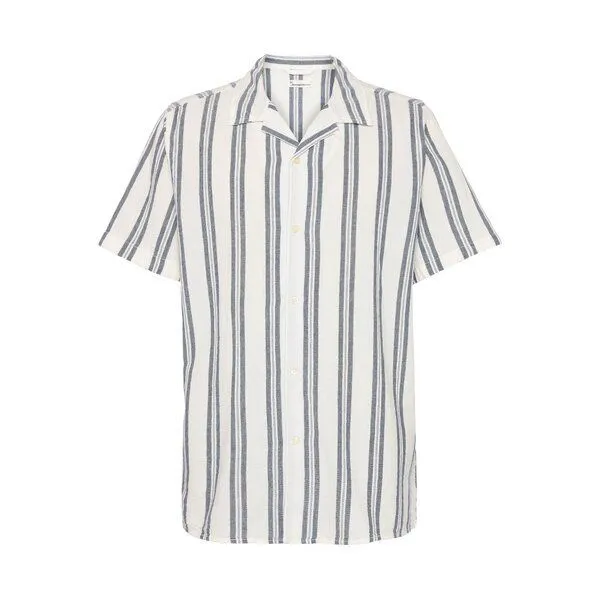KnowledgeCotton Apparel KnowledgeCotton Apparel Box kurzärmliges gestreiftes Baumwollshirt Hemd GOTS/Vegan, Blau (blue) stripe, – Produktbild 1 von 2