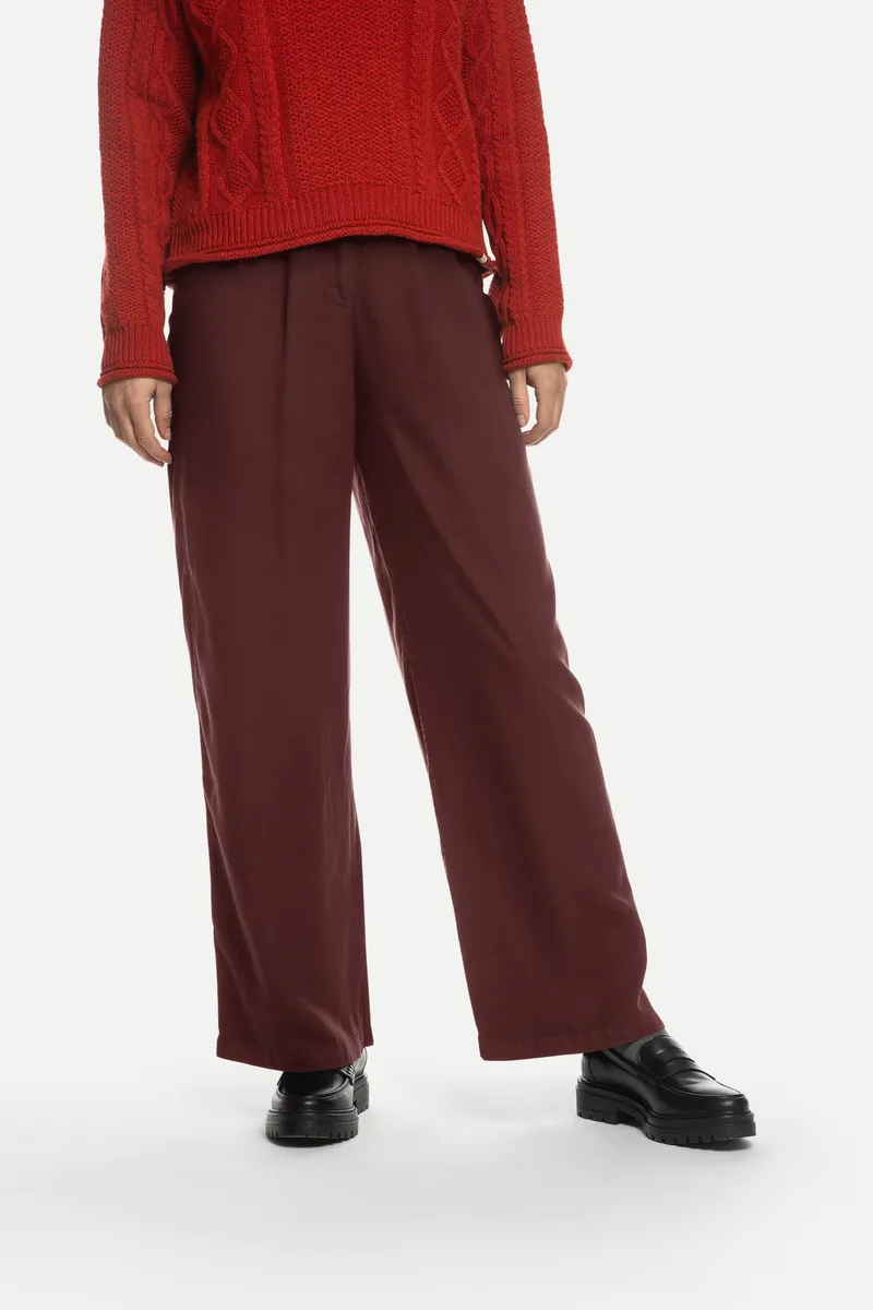 MATONA MATONA Damen vegan Hose Mit Falten Weinrot, Rot, – Produktbild 2 von 2