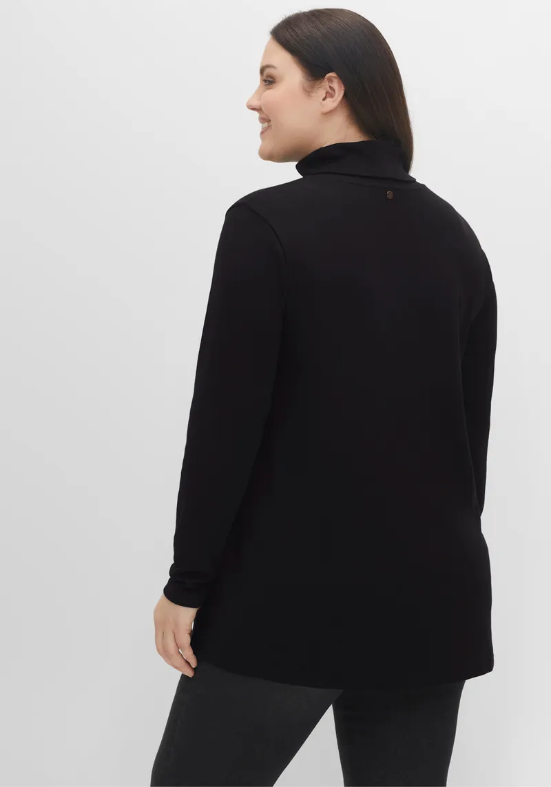 sheego Rollkragenshirt, Schwarz, – Produktbild 2 von 2
