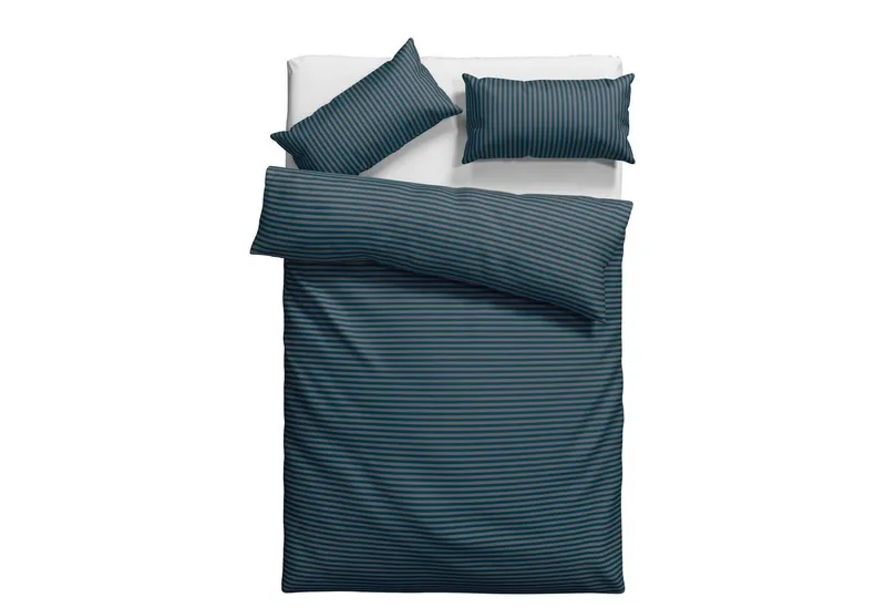 Bruno Banani Bruno Banani Bettwäsche Jassen mit feinen Querstreifen, Renforcé, 2 teilig, moderne Streifen-Bettwäsche, mehrere Qualitäten, auch Premium, Blau, – Produktbild 1 von 5