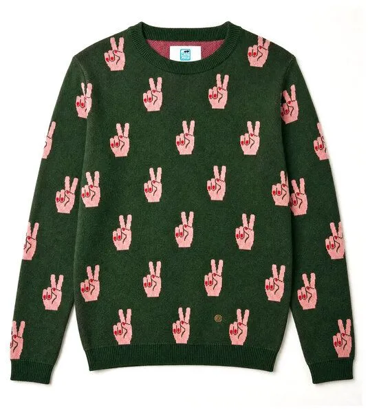 Gary Mash GARY MASH Pullover Lamona aus feinem Jacquardstrick, Peace (grün), – Produktbild 4 von 4