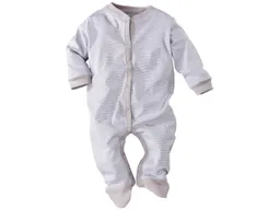 HANS NATUR Baby Schlafanzug Bio-Baumwolle grau-weiß gestreift Gr. 86/92 – Produktbild 1 von 1