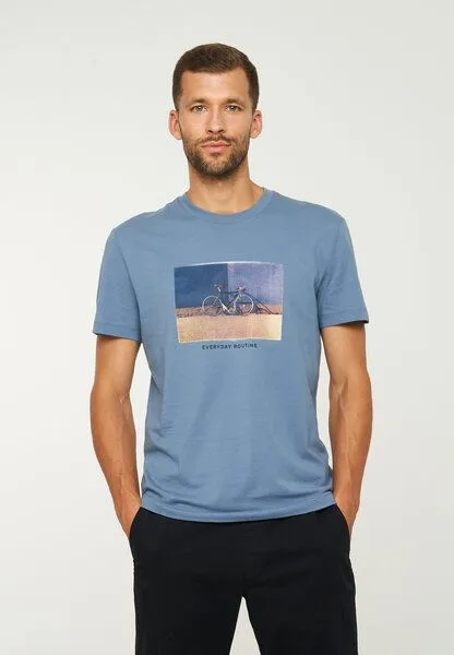 recolution Herren T-Shirt aus Bio-Baumwolle - AGAVE BIKE WALL - recolution, Dark arctic blue (blau), – Produktbild 1 von 4
