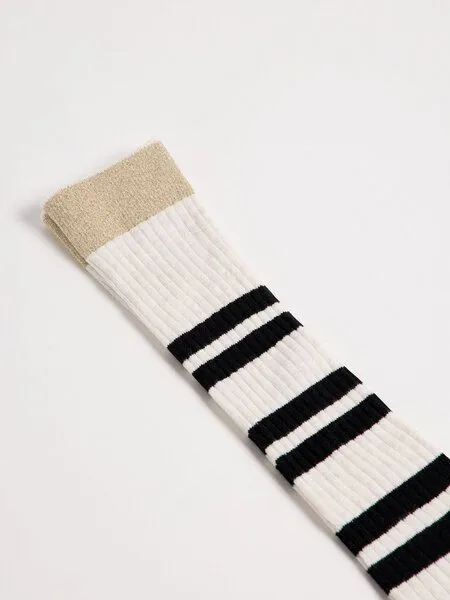 LANIUS LANIUS Kniestrümpfe aus Bio-Baumwolle, Streifen (weiß-off-white-melange), – Produktbild 2 von 3