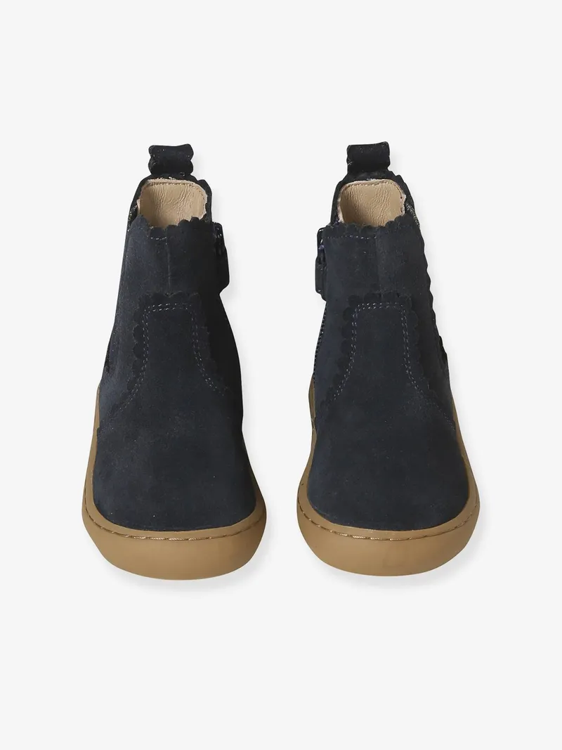 Vertbaudet Vertbaudet Baby Chelsea-Boots aus Leder mit Reißverschluss, Marine, – Produktbild 4 von 4