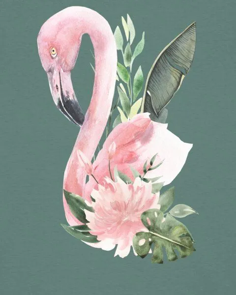 watapparel watapparel T-Shirt Frauen Flamingo mit Blumen, Green bay, – Produktbild 3 von 3