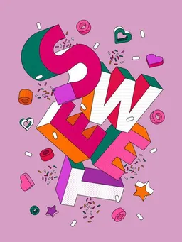 Photocircle Photocircle Poster / Leinwandbild - SWEET - colorful 3D typography on pink – Produktbild 1 von 1