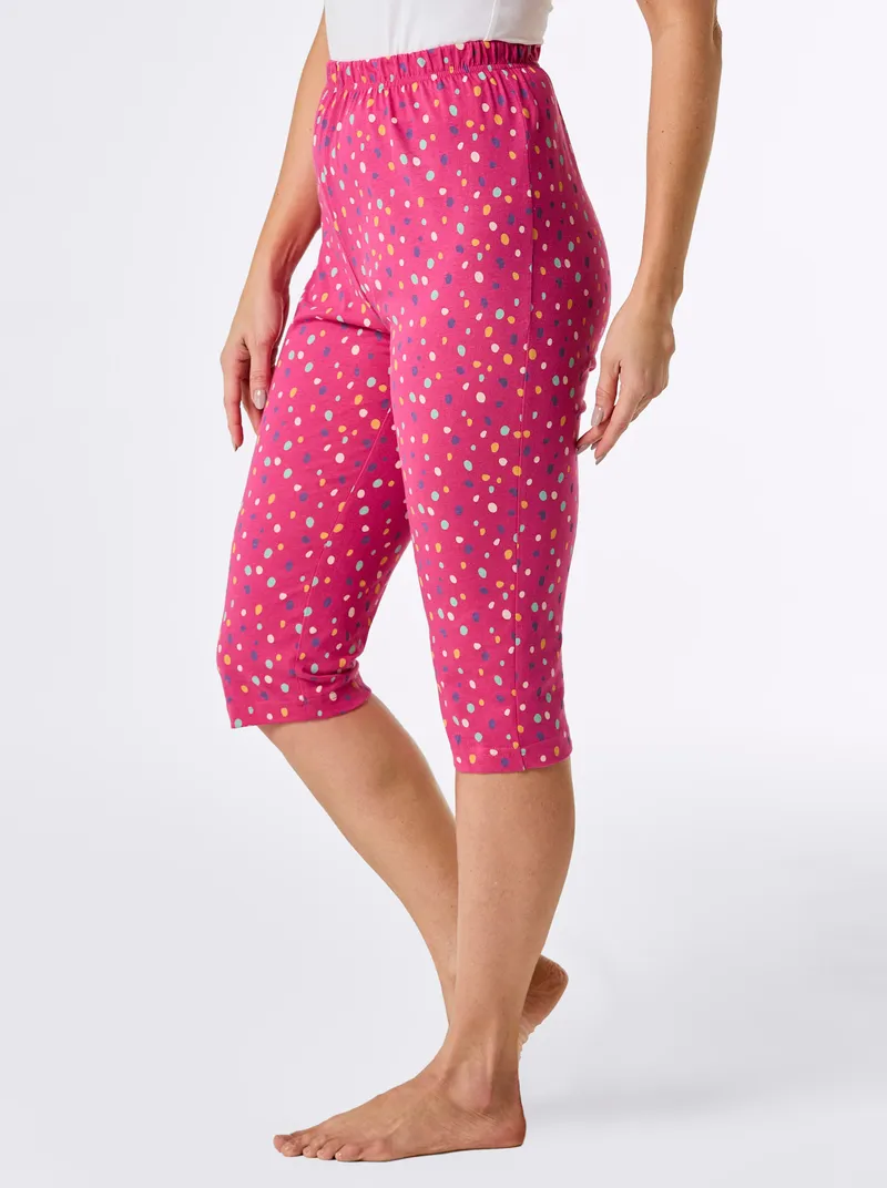 wäschepur Capri-Hose fuchsia-bedruckt, Fuchsia-bedruckt, – Produktbild 1 von 2