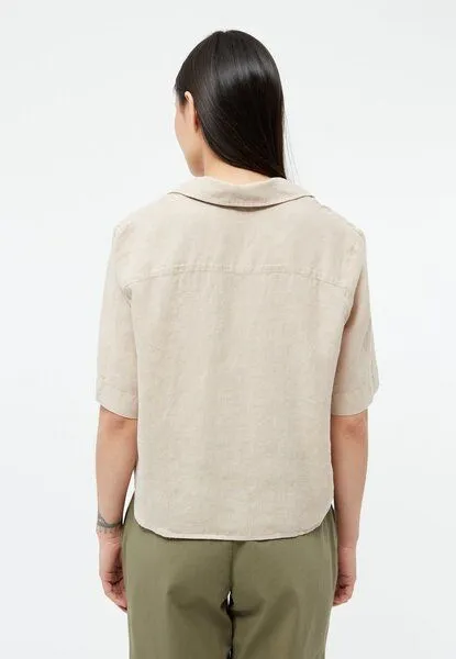 Givn Berlin Givn Berlin Kurzarmbluse GBCAROL relaxed aus Leinen, Oat beige (linen), – Produktbild 4 von 4