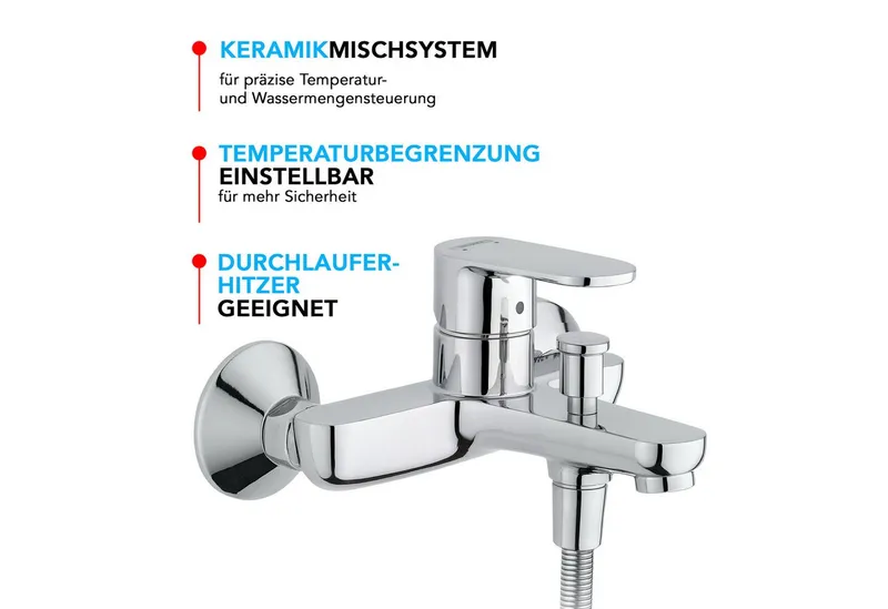 Hansgrohe Hansgrohe Wannenarmatur Vernis Blend Wannenmischer Set mit Aloni Handbrause und Regendusche (Spar-Set) Einhebel Badewannenarmatur, chrom oder schwarz matt – Produktbild 3 von 5