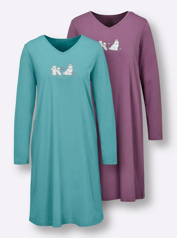 Witt Witt Sleepshirt Sleepshirts Langarm (2-tlg), Bunt, – Produktbild 3 von 5