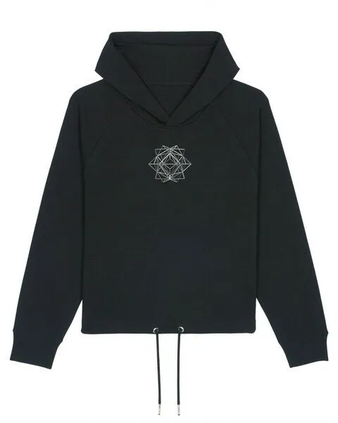 Human Family Human Family Kurzer Bio Damen Hoodie "Invent - Polygon", Schwarz, – Produktbild 4 von 4