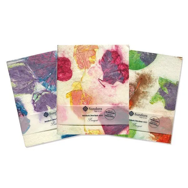 Sundara Sundara Notizbuch "Bouquet" – handgeschöpftes Biobaumwoll-Papier, Pink/orange, – Produktbild 2 von 2
