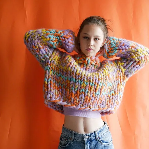 PANAPUFA PANAPUFA bunter Strickpullover aus 100% wolle, Mehrfarbig, – Produktbild 1 von 2