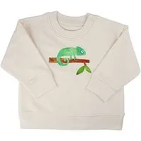 MelaDi Meladi Kinder Baby - Sweater aus Biobaumwolle - Chamäleon auf Creme Latte, Weiß, – Produktbild 1 von 1