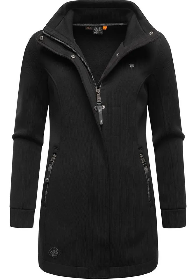 ragwear ragwear Sweatjacke Letrice Bonded Elegante Zip-Jacke mit hohem Kragen in Feinstrickoptik, Schwarz, – Produktbild 1 von 5