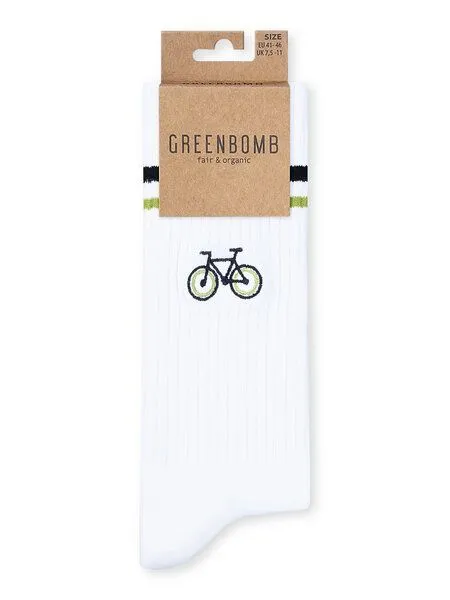GreenBomb GREENBOMB Bike Loop 2 Tennis Socks - Lässige Socken aus Bio-Baumwoll Mix / hochwertiger Print / Fair & Vegan, Weiß (weiß), – Produktbild 1 von 2