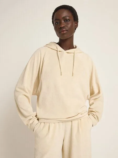 LANIUS LANIUS Kapuzensweatshirt (GOTS) aus Bio-Baumwolle und recyceltem Polyester, Creme, – Produktbild 2 von 4