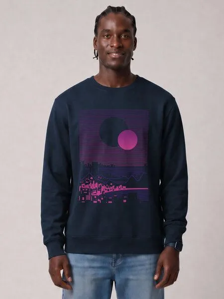 watapparel watapparel Sweatshirt Unisex Sun and Moon Skyline, French navy, – Produktbild 2 von 2