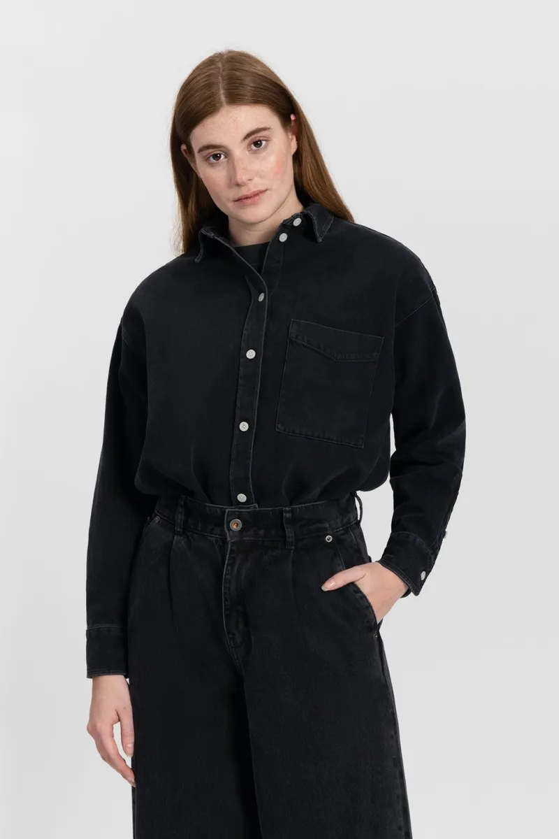 Kuyichi Kuyichi Damen vegan Denim Shirt Selina Schwarz, Schwarz, – Produktbild 2 von 2