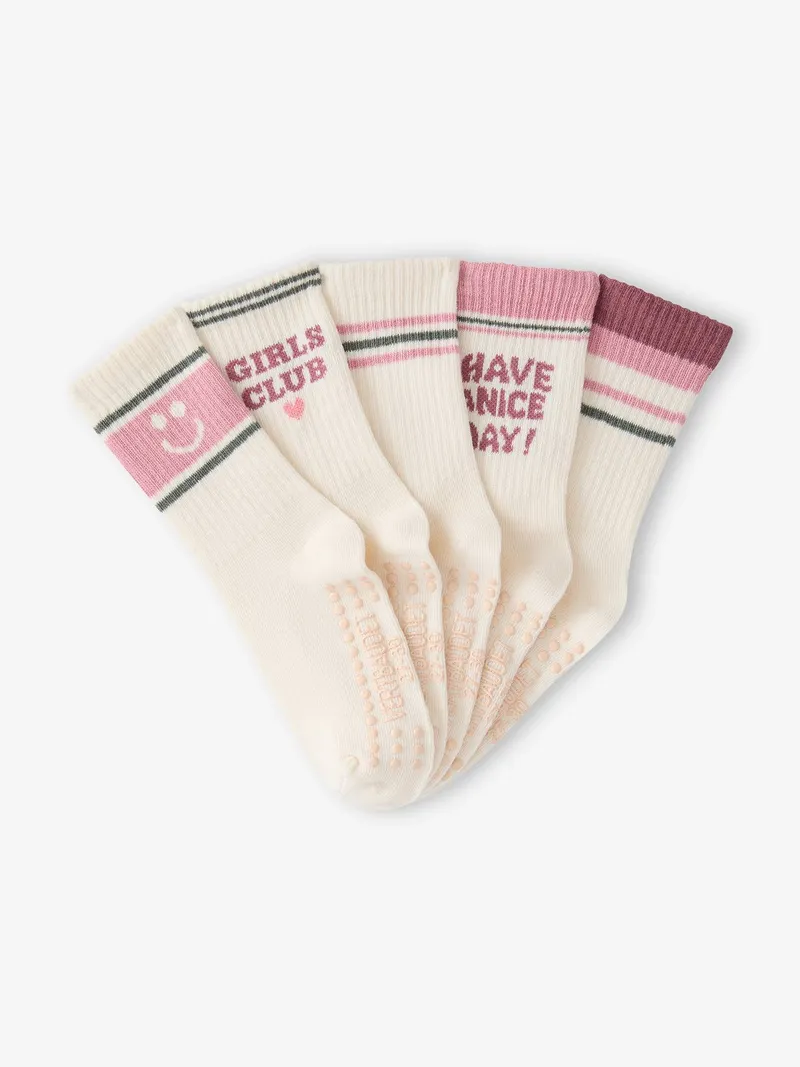 Vertbaudet 5er-Pack Stoppersocken GIRLS CLUB Mädchen, Wollweiß, – Produktbild 2 von 2