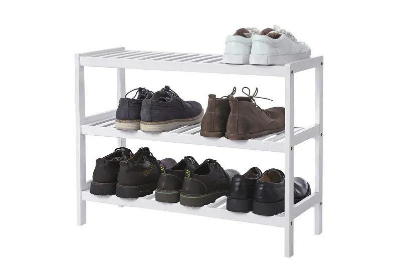 SONGMICS SONGMICS Schuhregal Schuhablage, Schuh-Organizer, für Wohnzimmer, Schlafzimmer, Badezimmer, Bambus, 3 Ebenen, Regal für Schuhe, Pflanzen, Bücher, 26 x 70 x 55 cm, Weiß, – Produktbild 1 von 5