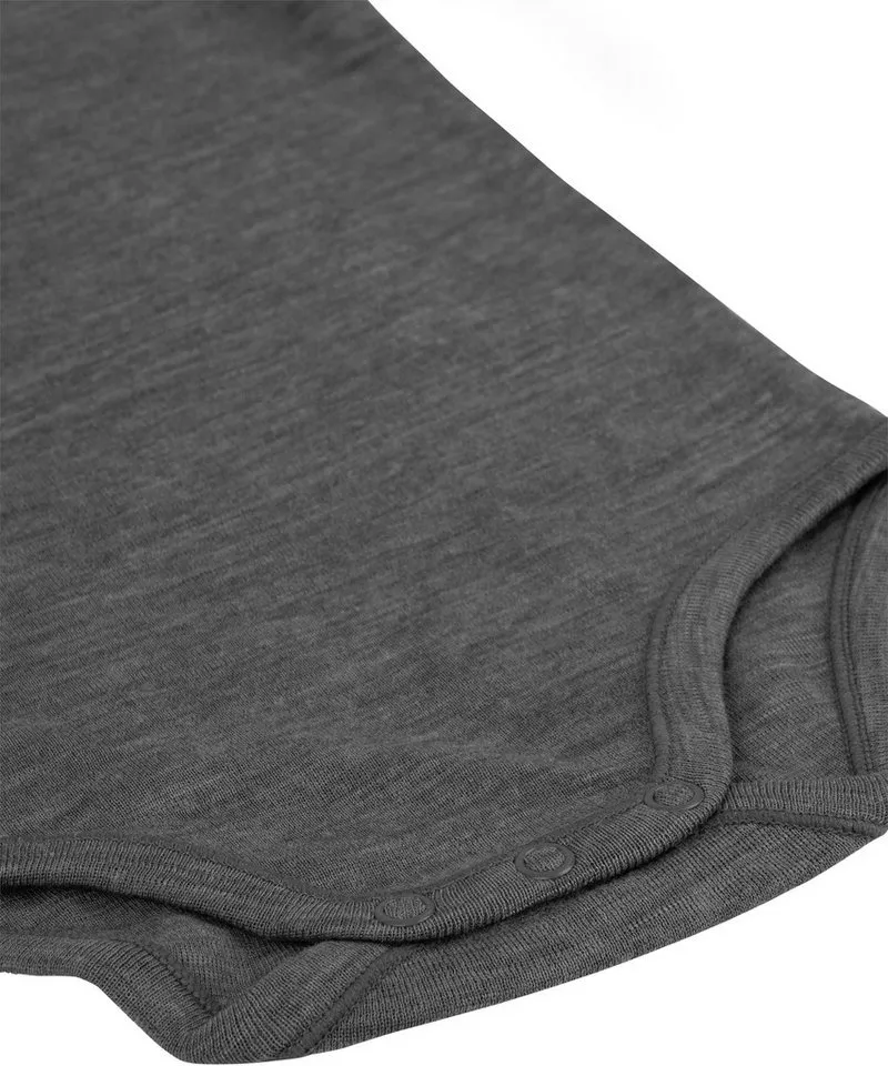 normani Langarmwickelbody Baby Merino Body Langarm Auckland Einteiler Bobysuit mit Umschlag für Jungen und Mädchen, Grau, – Produktbild 5 von 5