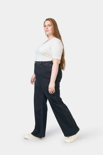 DAWN Damen Jeans DEW High Waist Flared DAWN Bio-Baumwolle Curvy, Black denim, – Produktbild 5 von 5