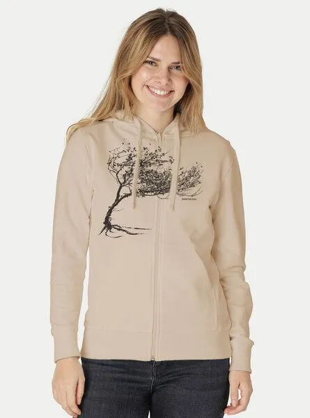 Peaces.bio - handbedruckte Biomode Peaces.bio - handbedruckte Biomode Bio Damen-Zip-Hoodie Windy Tree, Blaugrau, – Produktbild 2 von 3