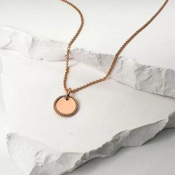 MOANINA MOANINA Kette Coin Felicia - 925 Silber/18k Gold Vermeil - 3 Längen, Rose, – Produktbild 1 von 4