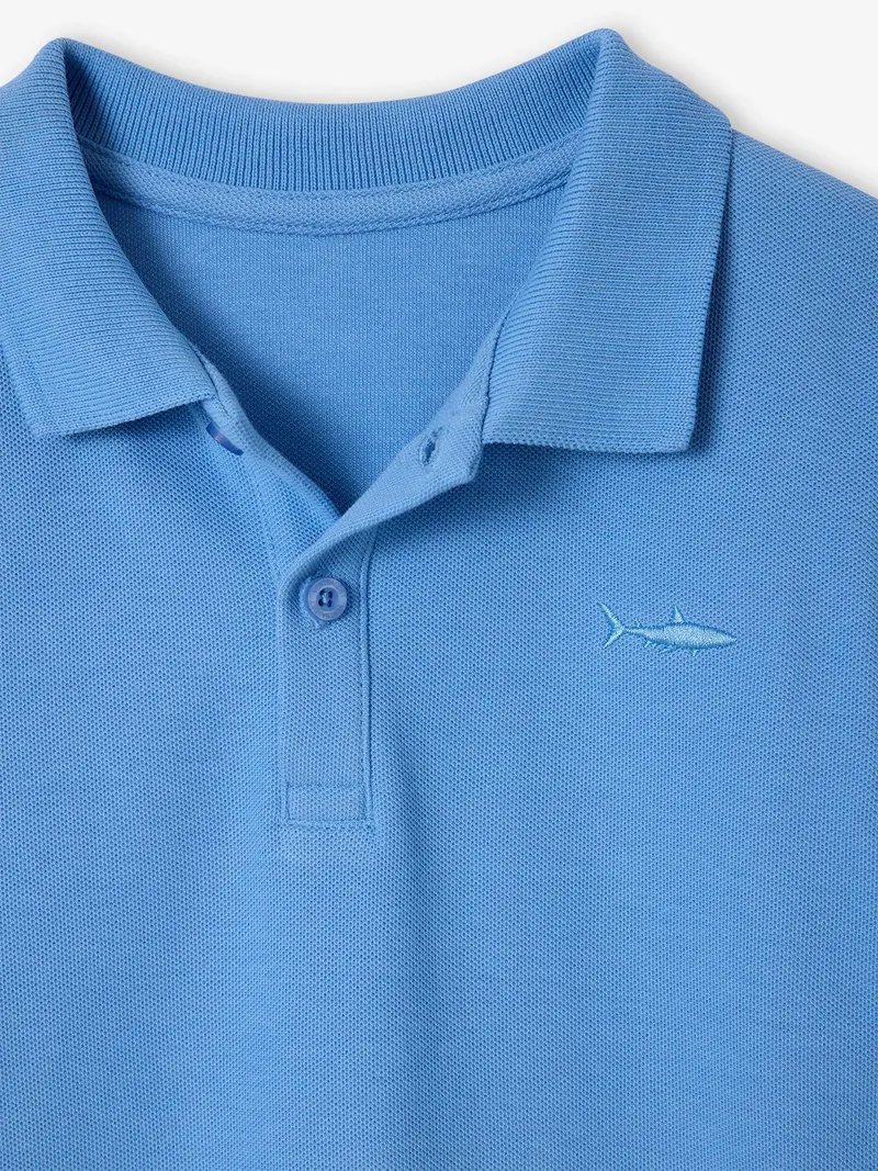 Vertbaudet Jungen Poloshirt mit Hai-Stickerei, Graublau, – Produktbild 2 von 2