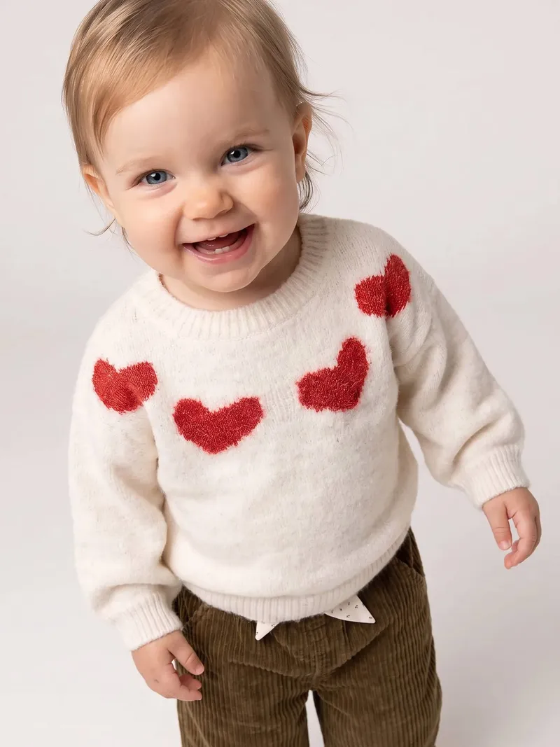 Vertbaudet Vertbaudet Baby Pullover mit Jacquard-Muster, Beige meliert, – Produktbild 2 von 4