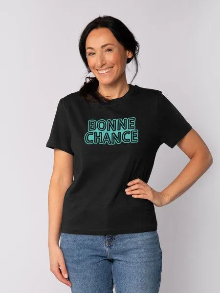 watapparel watapparel T-Shirt Frauen Bonne Chance, Black, – Produktbild 1 von 3