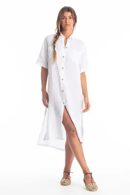 RAVENS VIEW IBIZA RAVENS VIEW IBIZA Damen vegan Hemdkleid Iria Weiß – Produktbild 1 von 1